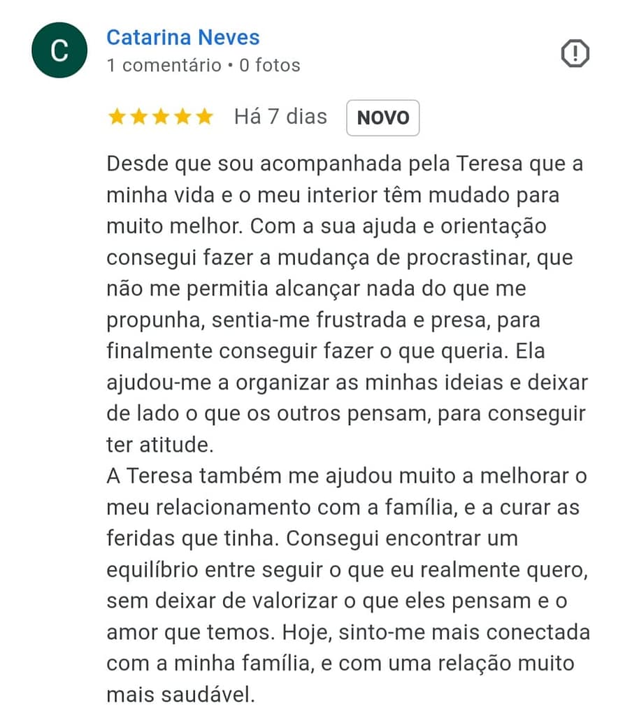Recomendação Catarina Neves Terapias Teresa Diogo Online - Constelação Familiar e PNL 1.2